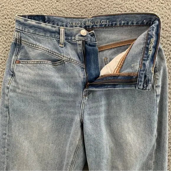 American Eagle Women's Ripped Mom Jean Distressed Jeans - Size: 6 (Short) - Picture 7 of 15